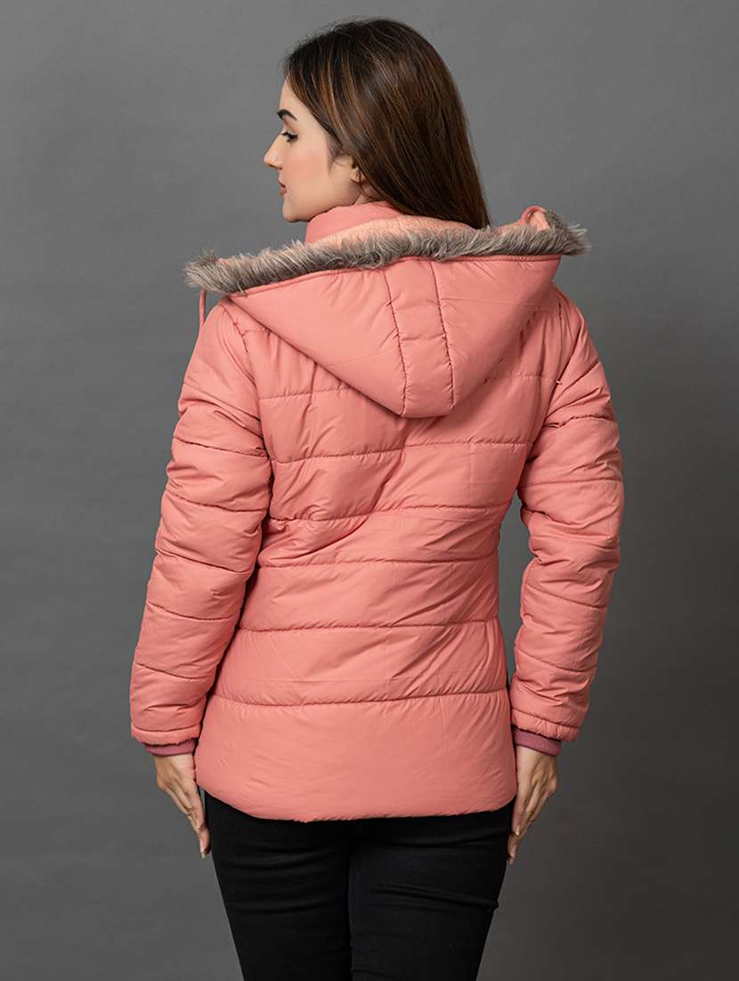women solid long sleeve hooded parka jacket - 22051958 - Standard Image - 2