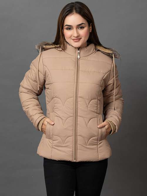 women solid long sleeve hooded parka jacket - 22051960 - Standard Image - 0
