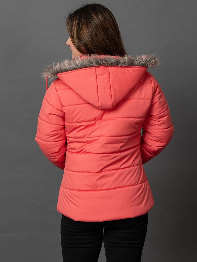 women solid long sleeve hooded parka jacket - 22051967 - Standard Image - 2