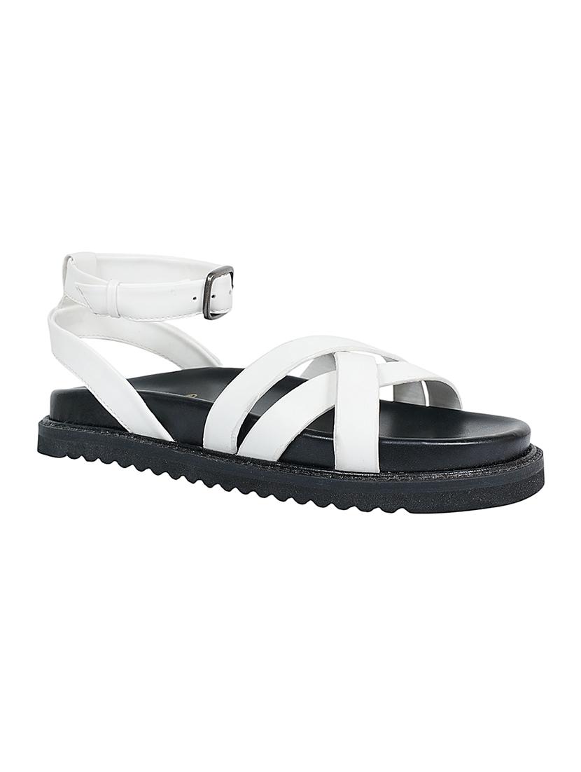 women white solid ankle strap flats - 22051983 - Standard Image - 2