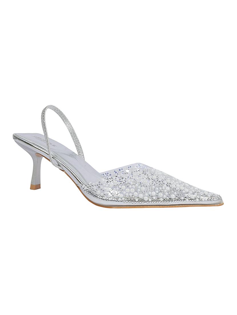 silver synthetic back strap sandals - 22051987 - Standard Image - 2