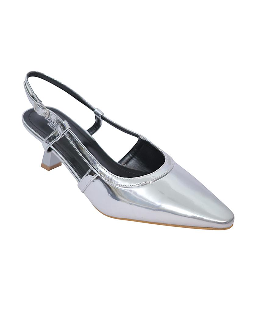 silver patent leather back strap sandals - 22051993 - Standard Image - 2