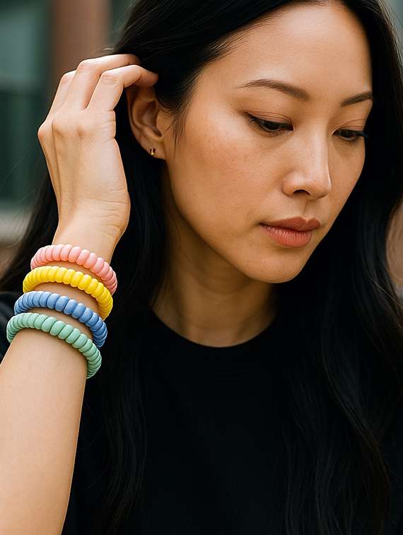 plastic spiral multicolor hair band accessories - 22051996 -  Standard Image - 2