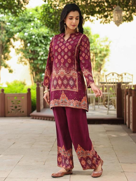 women long sleeve regular fit ethnic co-ord set - 22052031 - Standard Image - 2