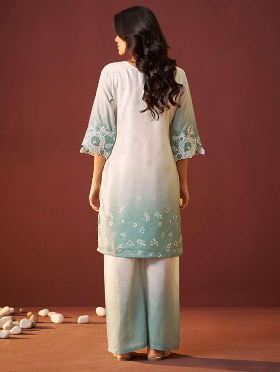 women three quarter sleeve regular fit ethnic co-ord set - 22052039 - Standard Image - 2
