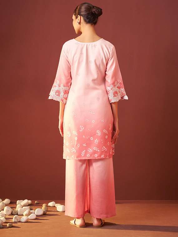 women three quarter sleeve regular fit ethnic co-ord set - 22052040 - Standard Image - 2