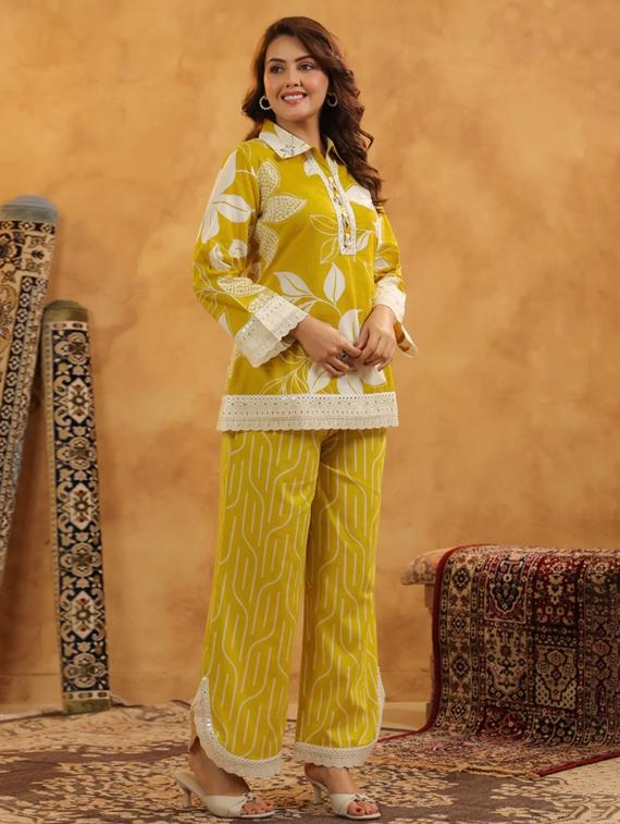 women long sleeve regular fit ethnic co-ord set - 22052044 - Standard Image - 2