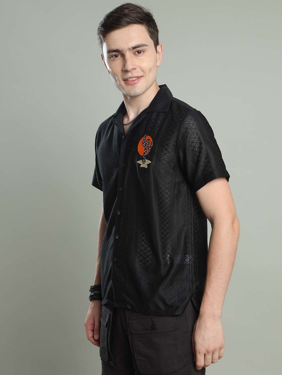 men self designed short sleeve regular fit shirt - 22052072 -  Standard Image - 2