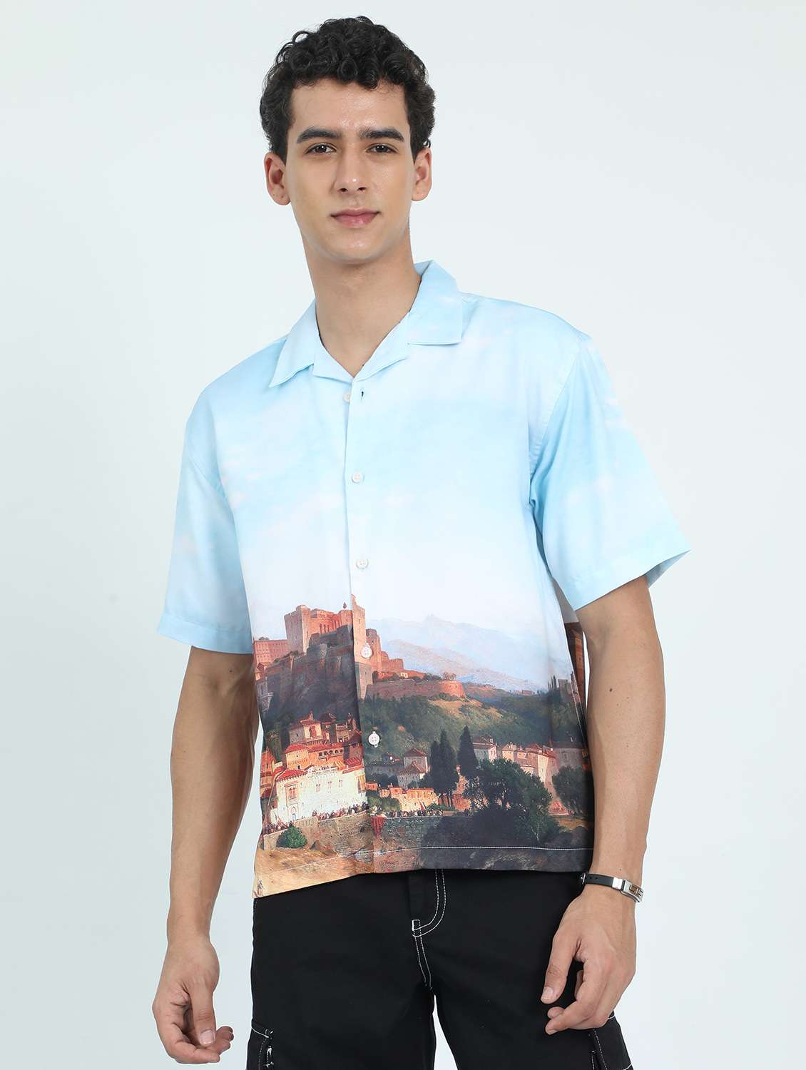men printed short sleeve regular fit shirt - 22052109 -  Standard Image - 2