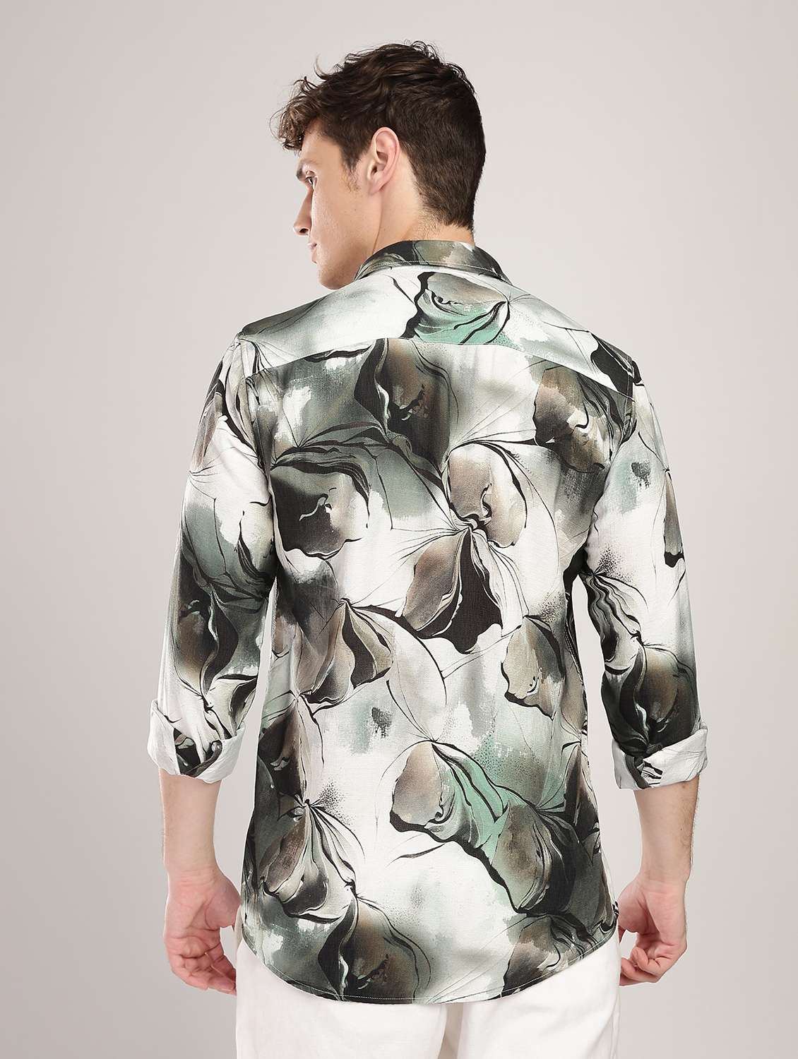 men printed collared long sleeve regular fit shirt - 22052124 - Standard Image - 2