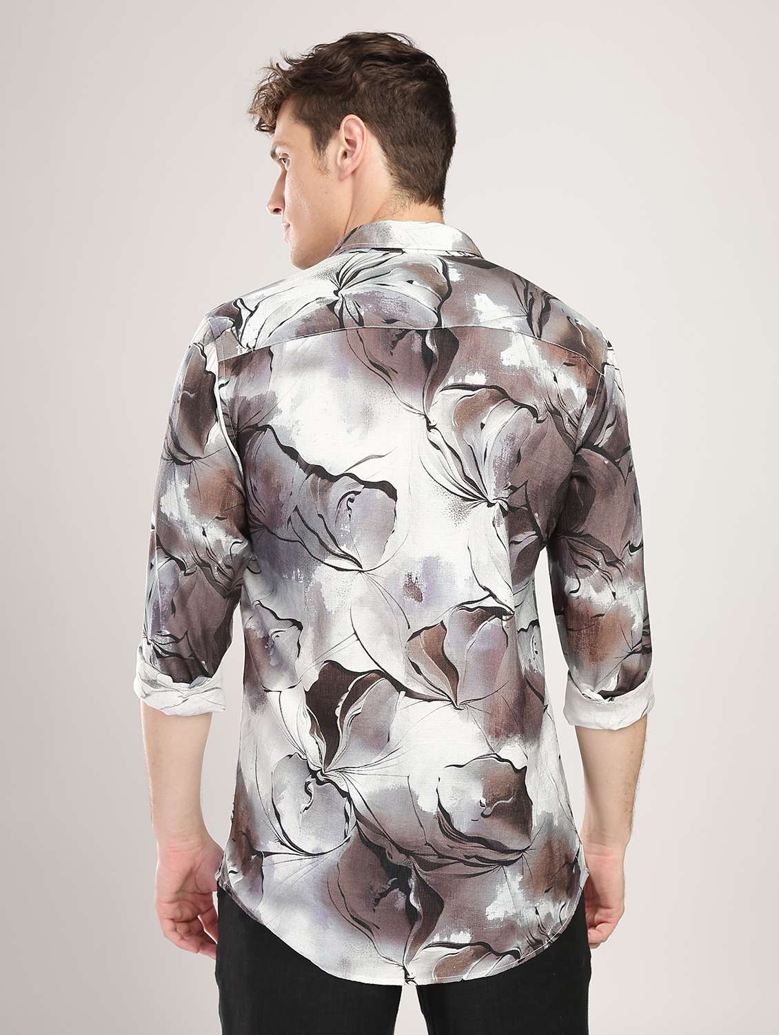 men printed collared long sleeve regular fit shirt - 22052125 -  Standard Image - 2