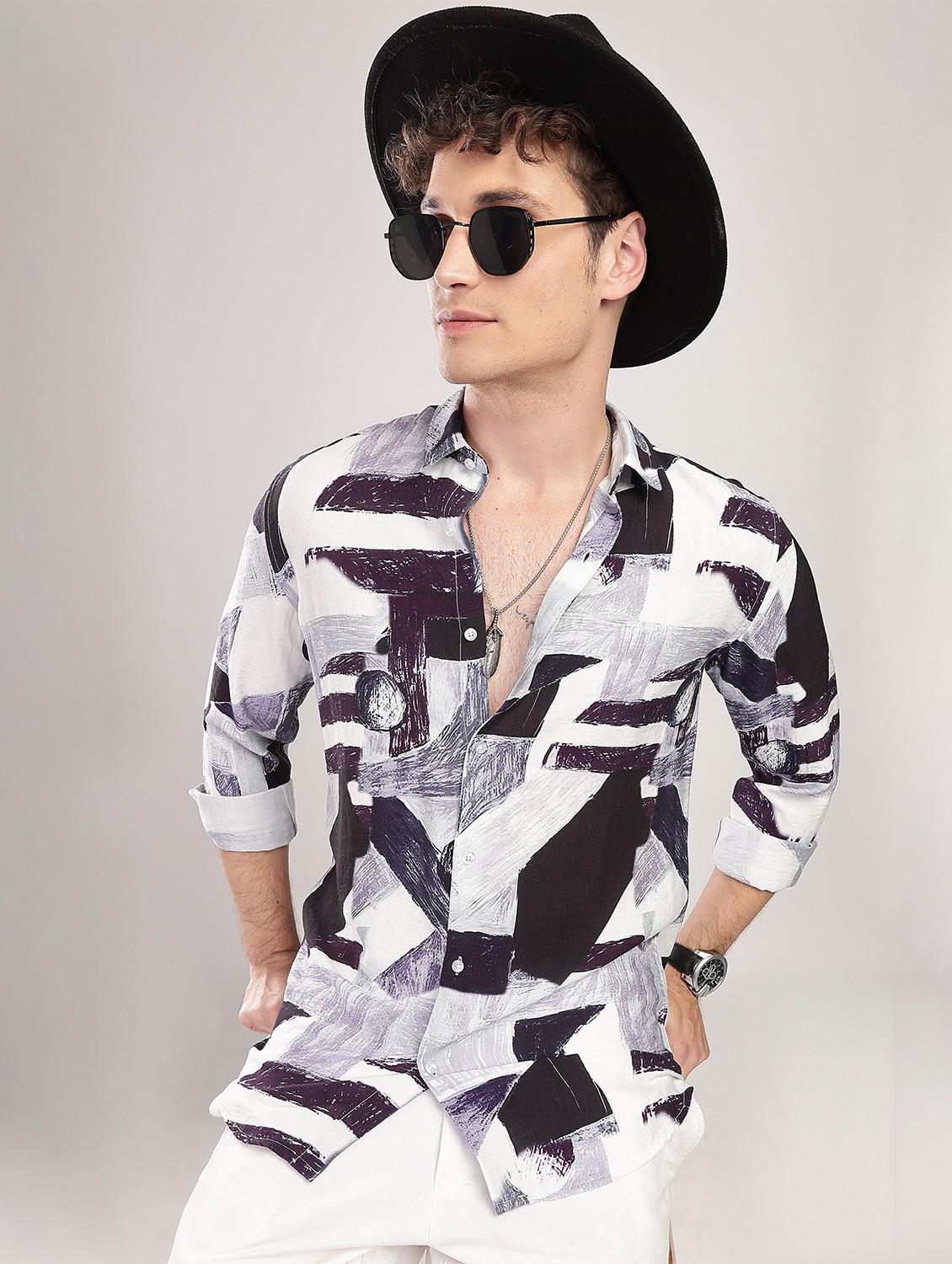 men printed collared long sleeve regular fit shirt - 22052127 - Zoom Image - 0