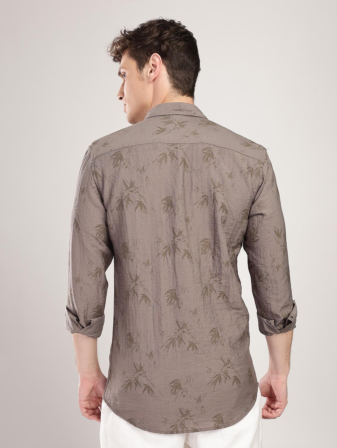 men printed collared long sleeve regular fit shirt - 22052129 - Standard Image - 2