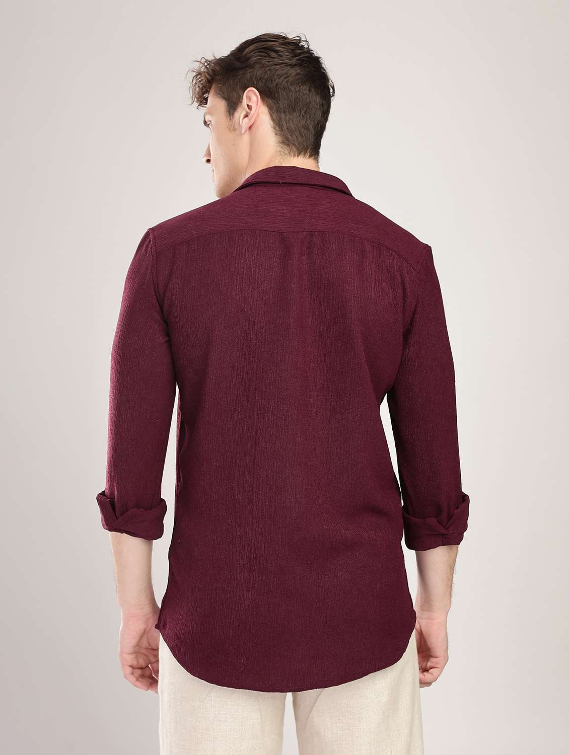 men solid collared long sleeve regular fit shirt - 22052137 -  Standard Image - 2