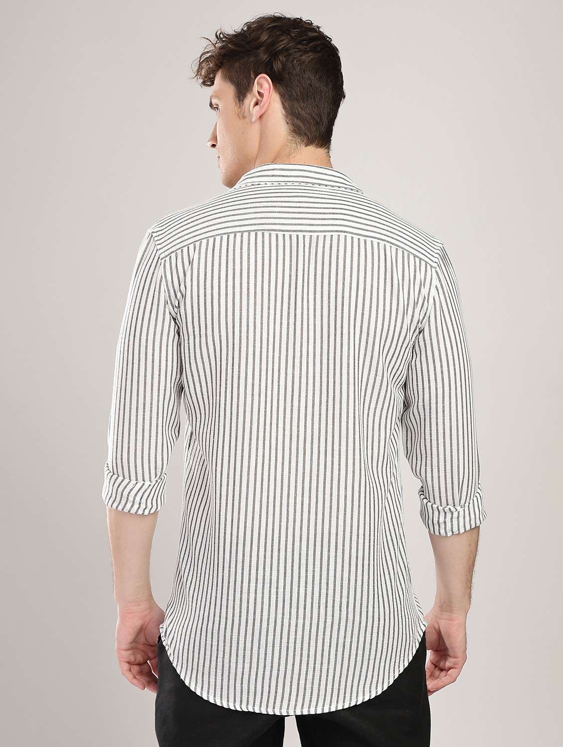 men striped collared long sleeve regular fit shirt - 22052138 -  Standard Image - 2