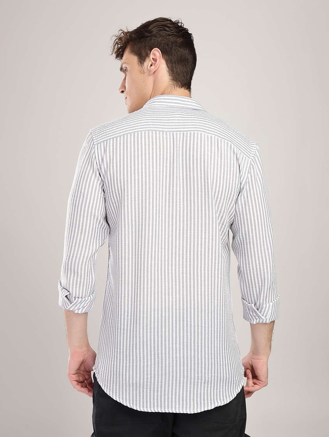 men solid collared long sleeve regular fit shirt - 22052143 -  Standard Image - 2