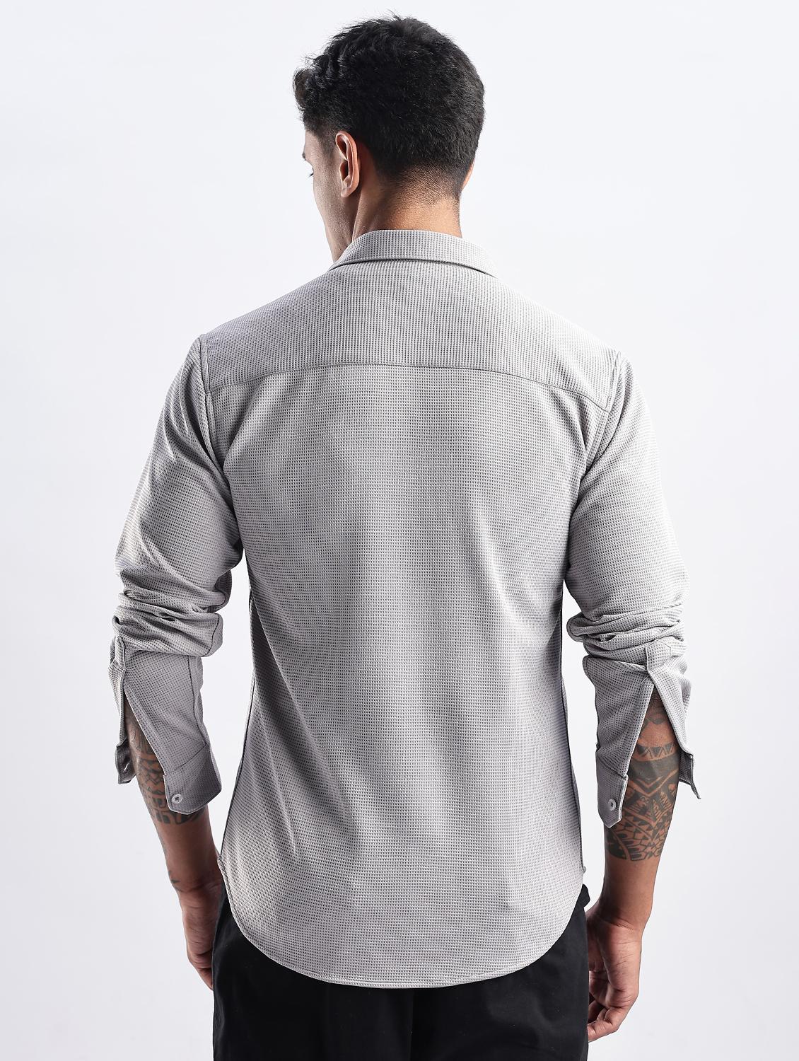 men solid collared long sleeve regular fit shirt - 22052145 - Standard Image - 2