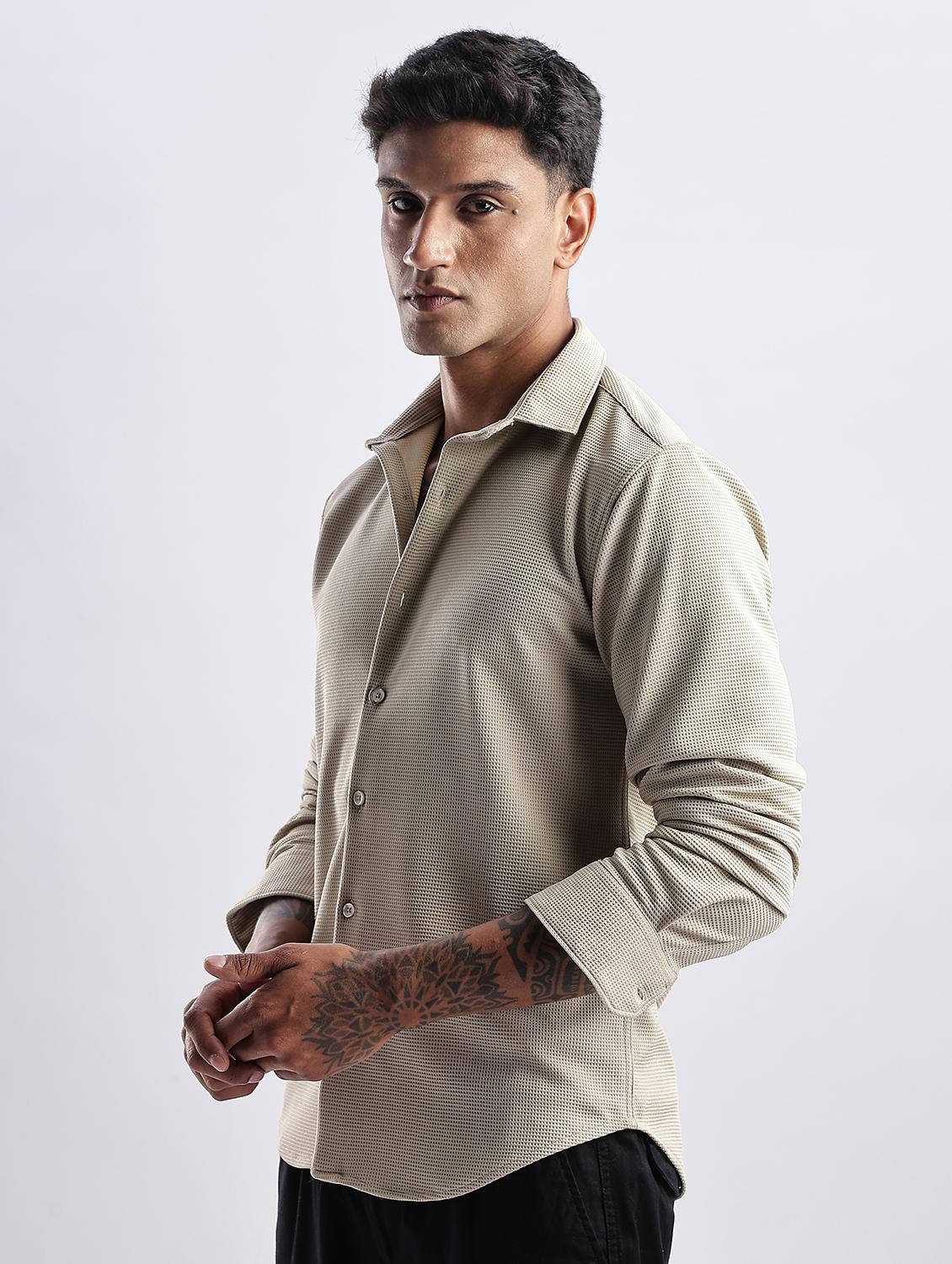men solid collared long sleeve regular fit shirt - 22052146 - Standard Image - 2