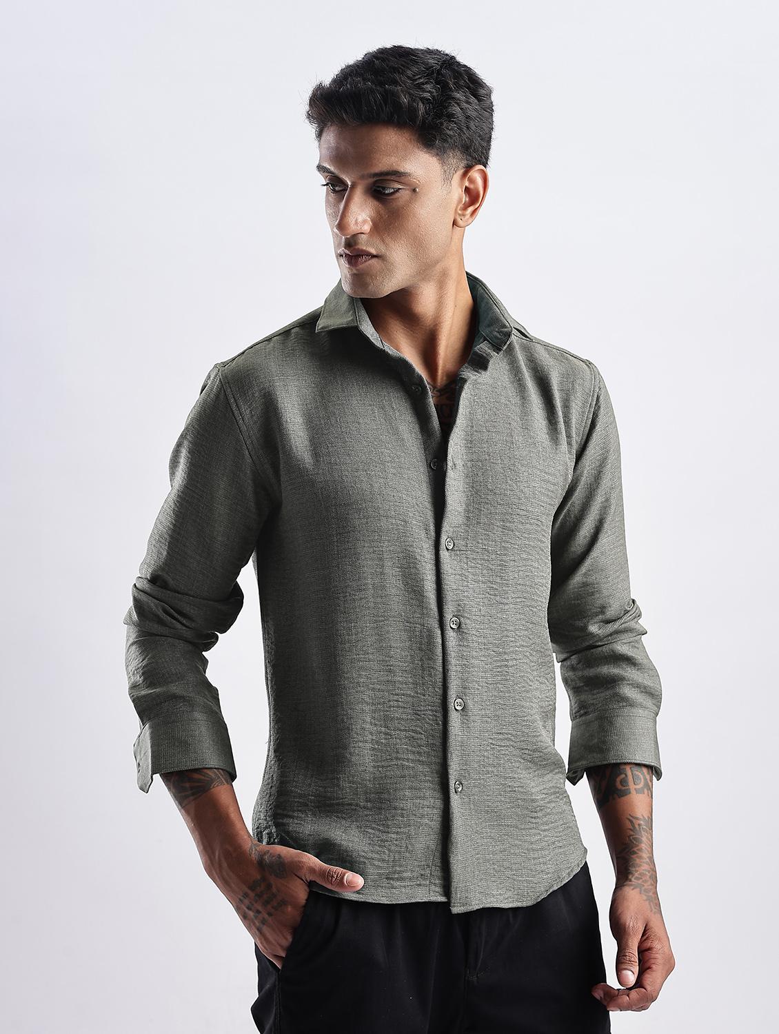 men solid collared long sleeve regular fit shirt - 22052150 - Standard Image - 2