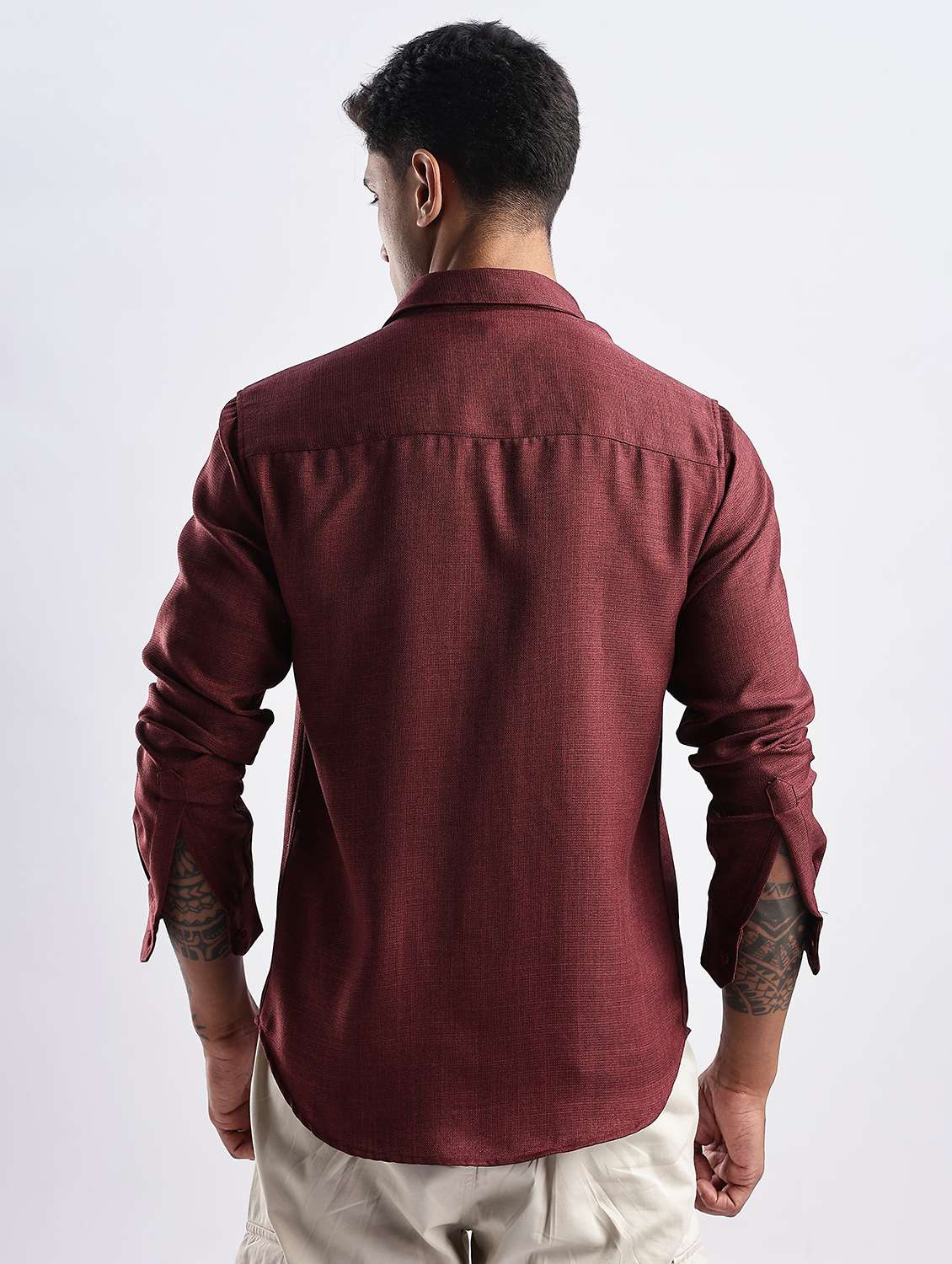 men solid collared long sleeve regular fit shirt - 22052152 -  Standard Image - 2