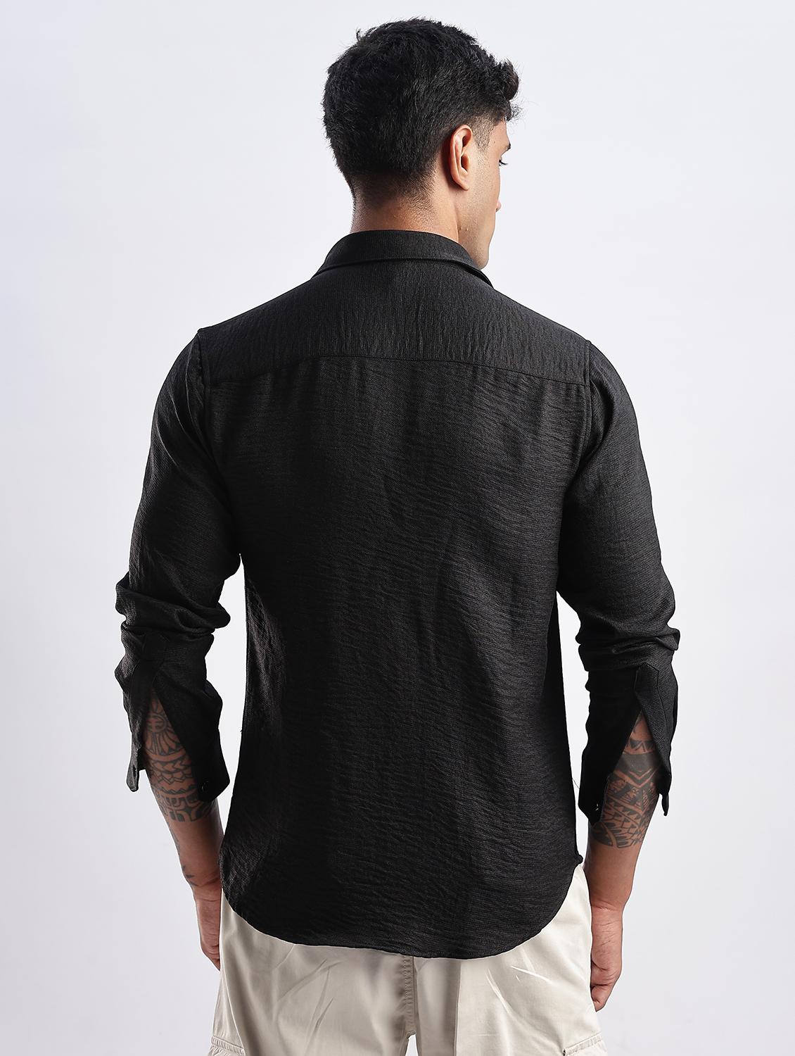 men solid collared long sleeve regular fit shirt - 22052155 - Standard Image - 2