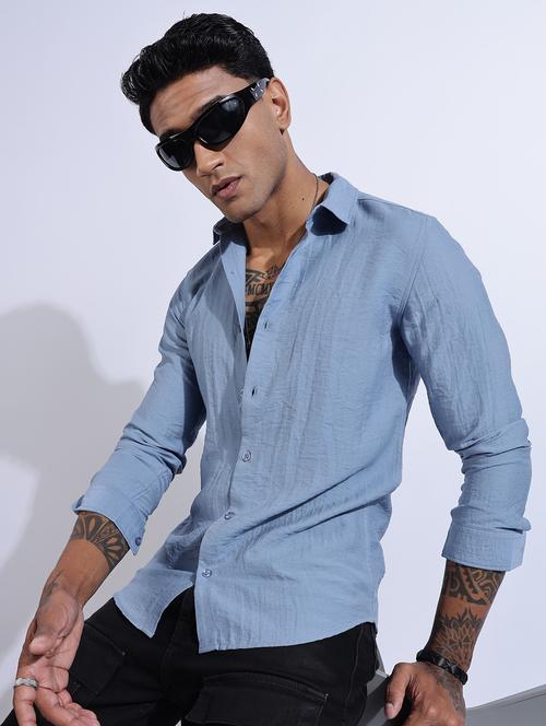 men solid collared long sleeve regular fit shirt - 22052176 - Standard Image - 0
