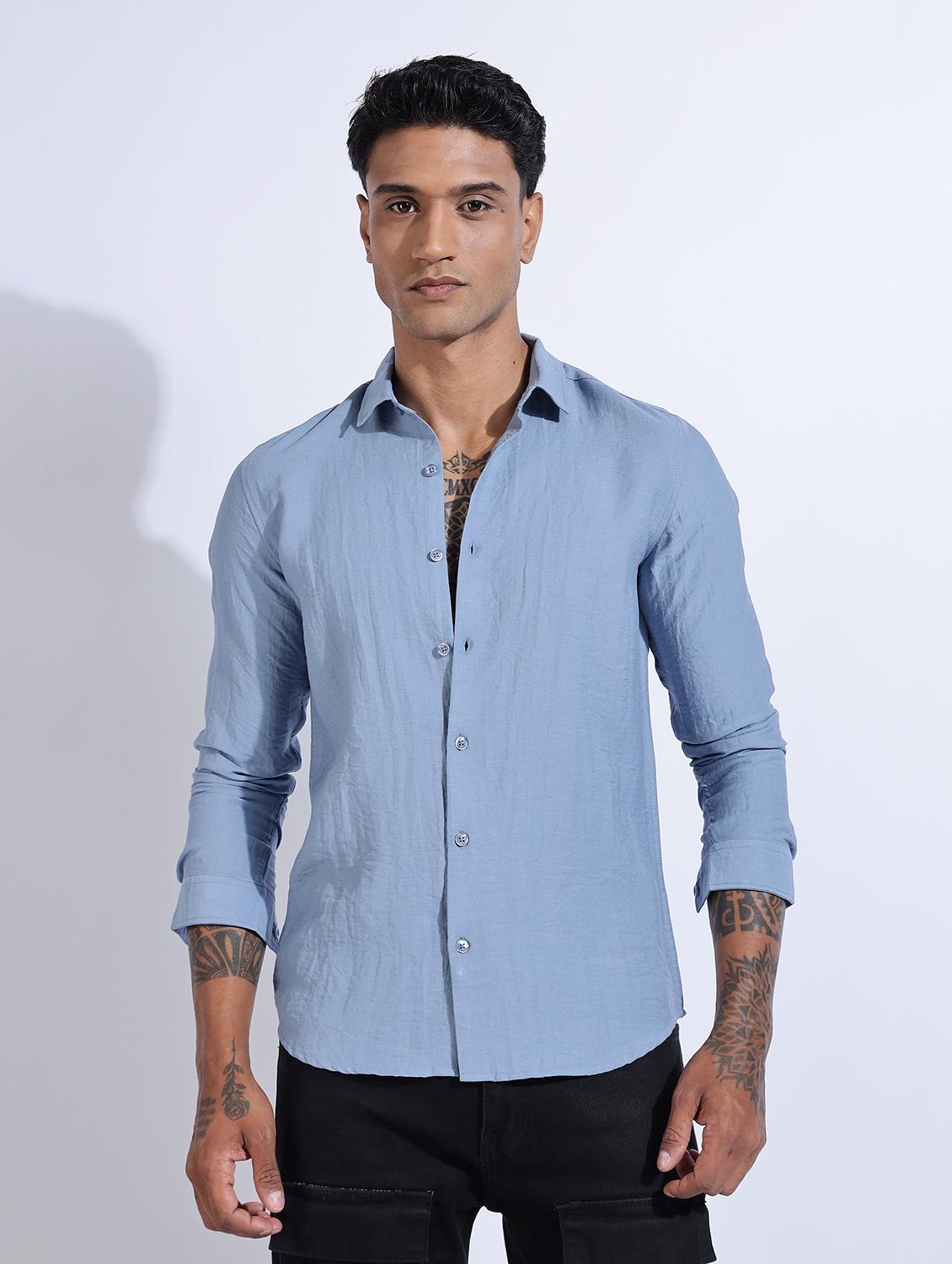 men solid collared long sleeve regular fit shirt - 22052176 - Standard Image - 2