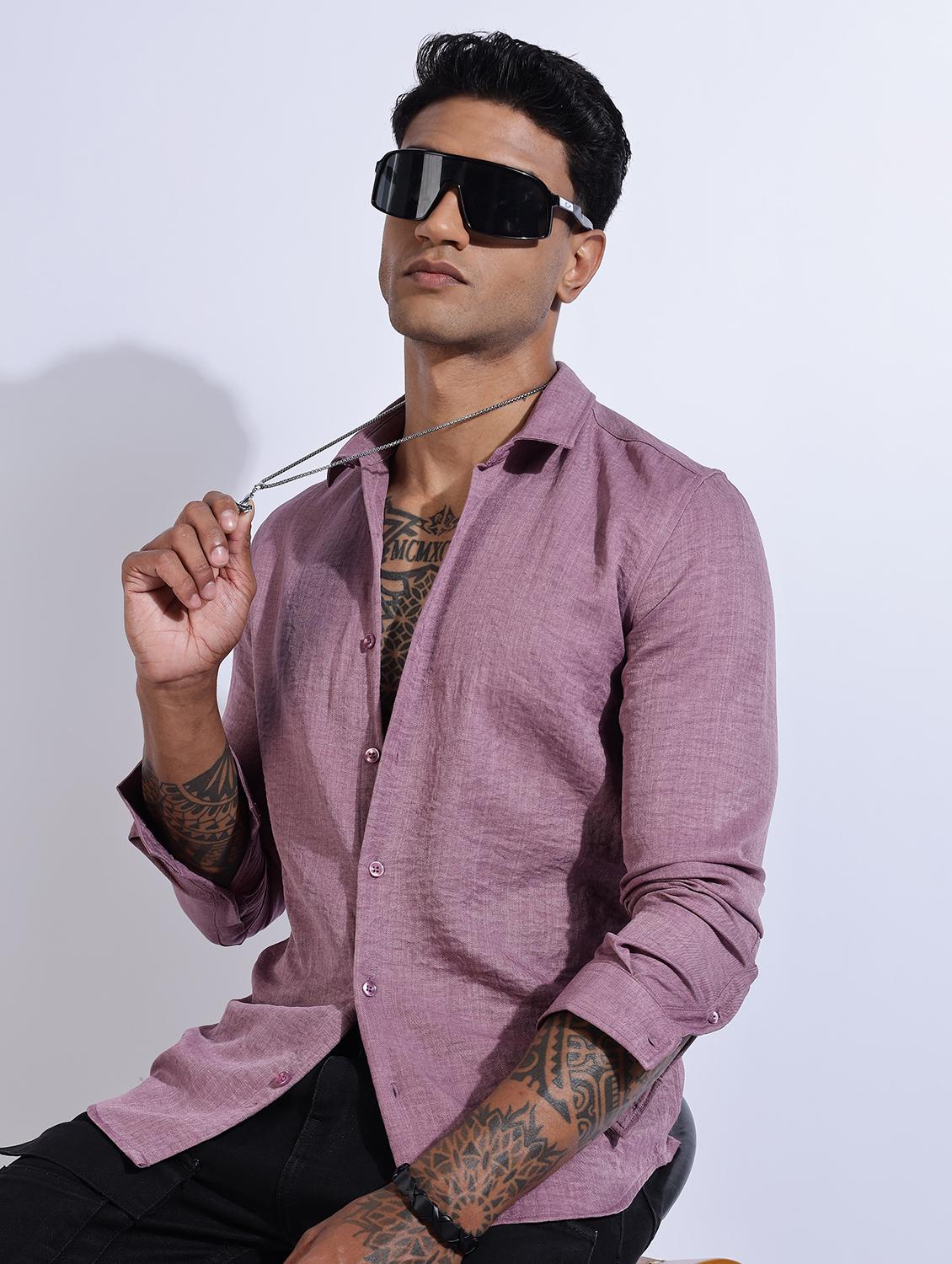men solid collared long sleeve regular fit shirt - 22052189 - Zoom Image - 0
