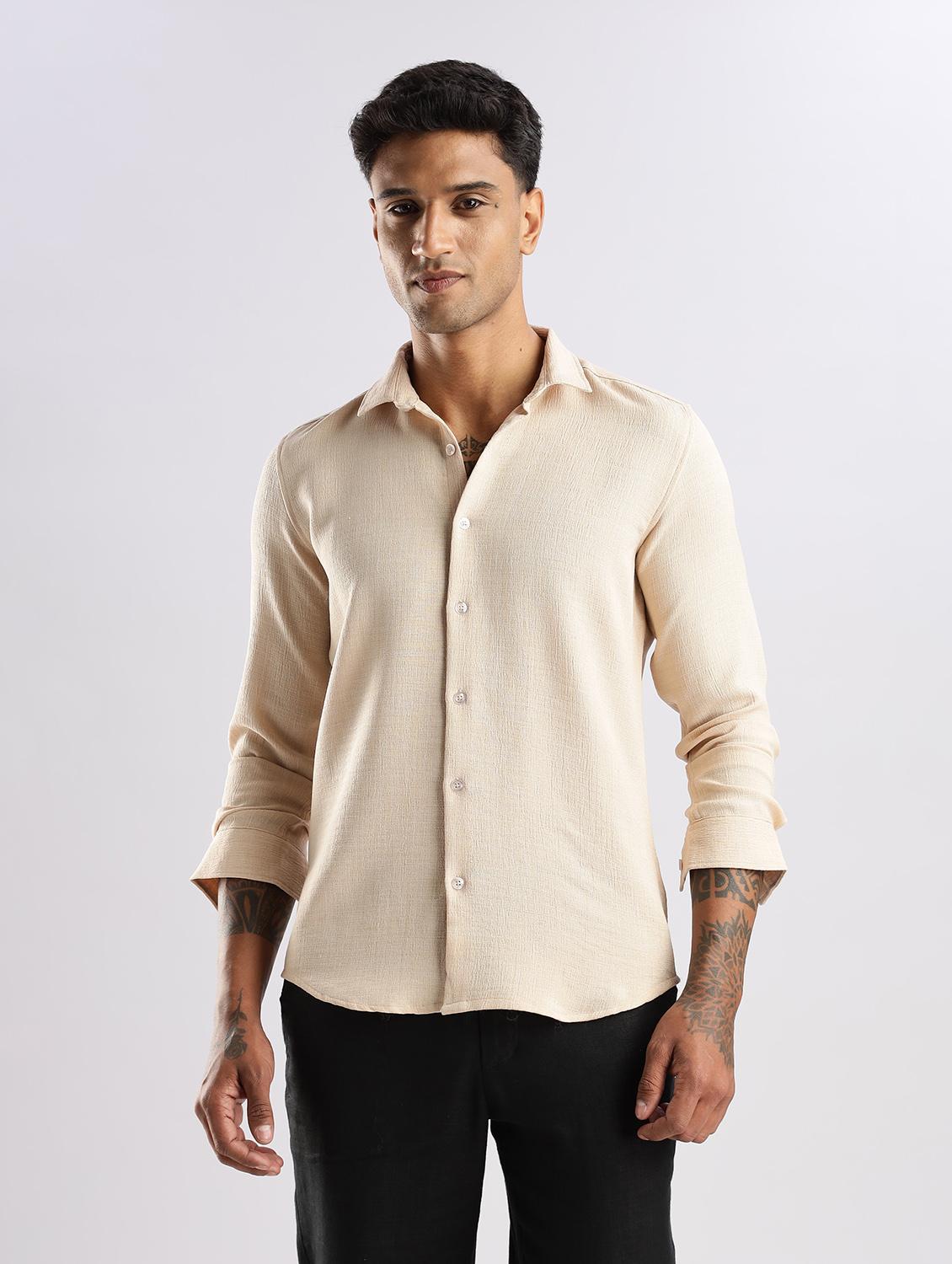 men solid collared long sleeve regular fit shirt - 22052196 - Standard Image - 2
