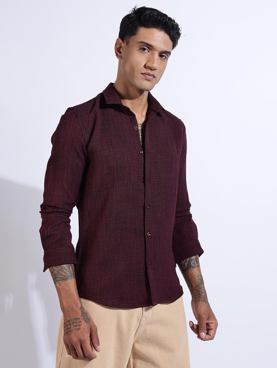 men solid collared long sleeve regular fit shirt - 22052198 - Standard Image - 2