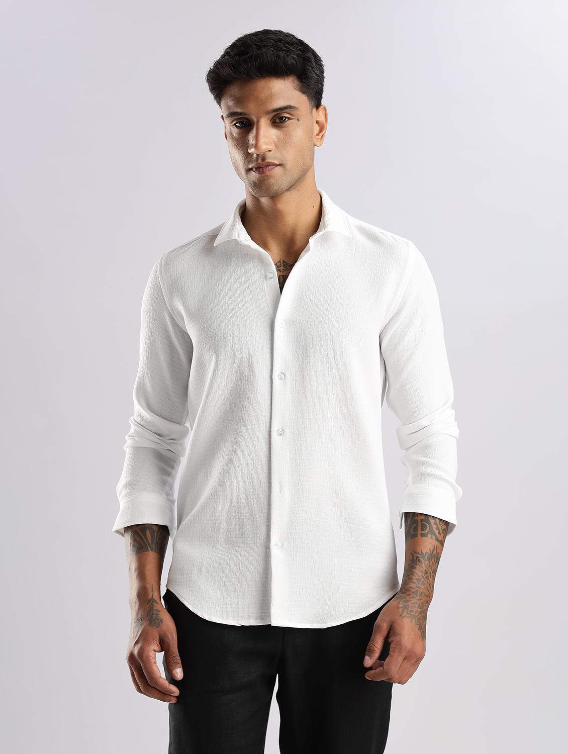 men solid collared long sleeve regular fit shirt - 22052199 - Standard Image - 2