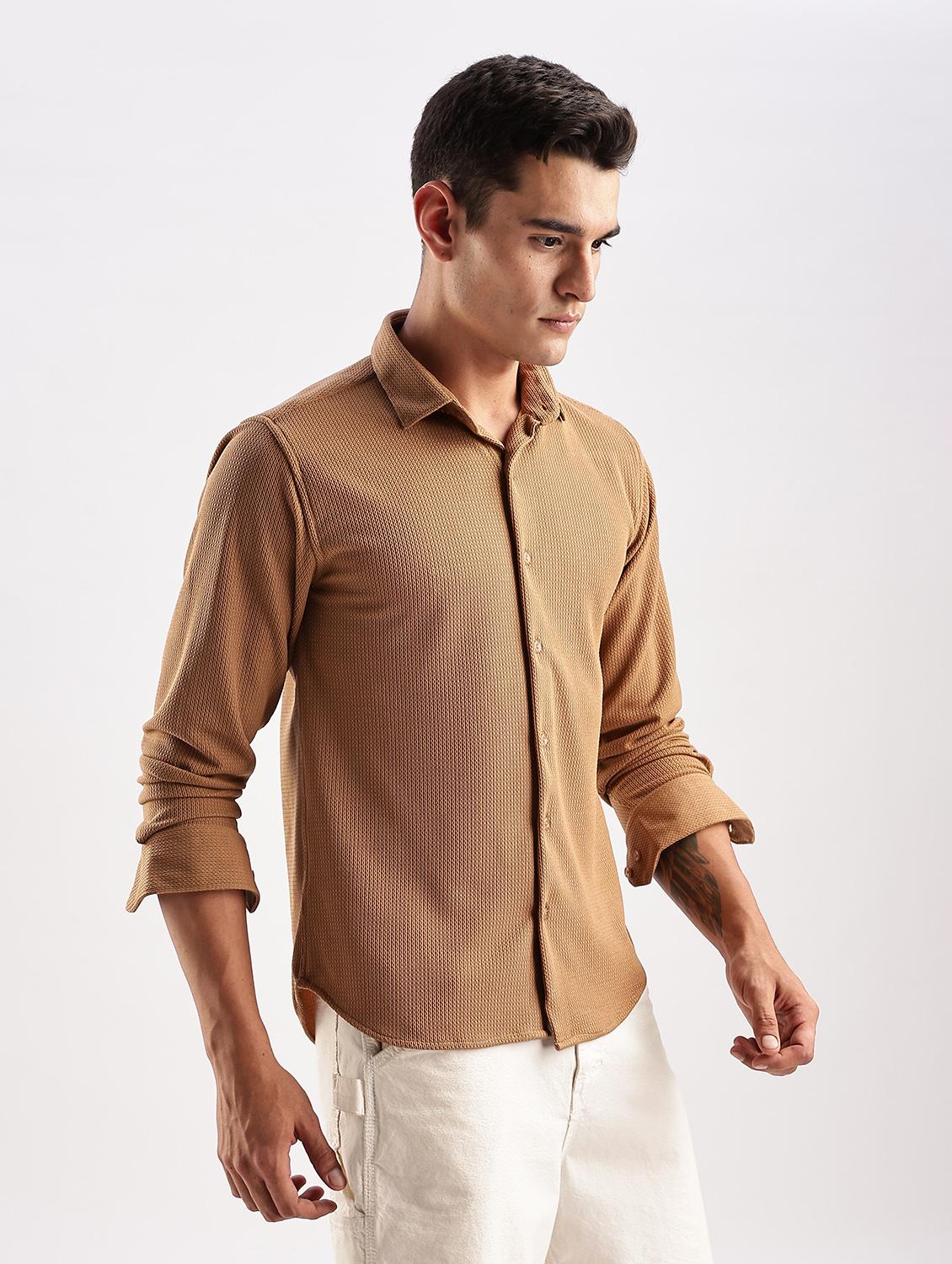 men solid collared long sleeve regular fit shirt - 22052231 - Standard Image - 2