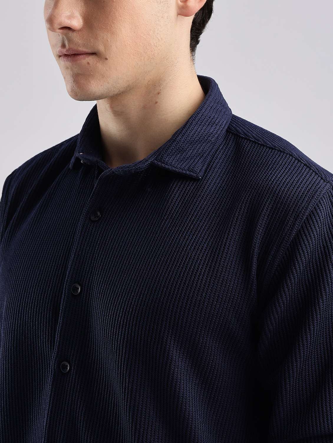 men solid collared long sleeve regular fit shirt - 22052237 -  Standard Image - 2