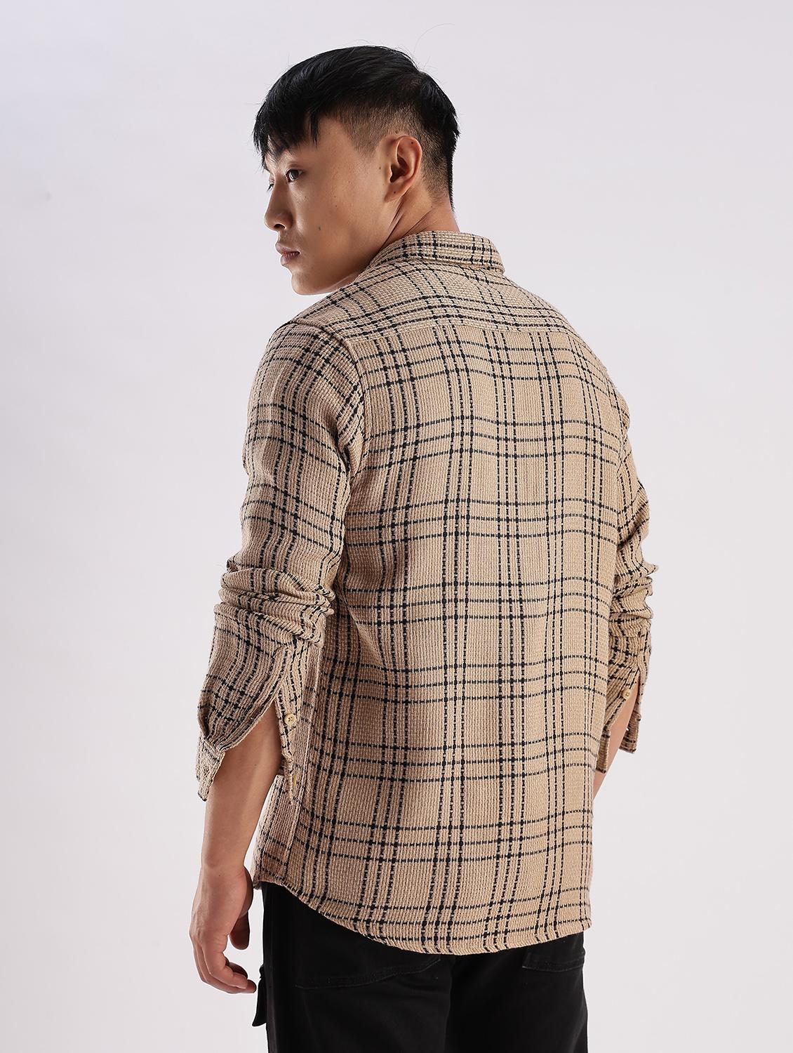 men checkered collared long sleeve regular fit shirt - 22052247 - Standard Image - 2