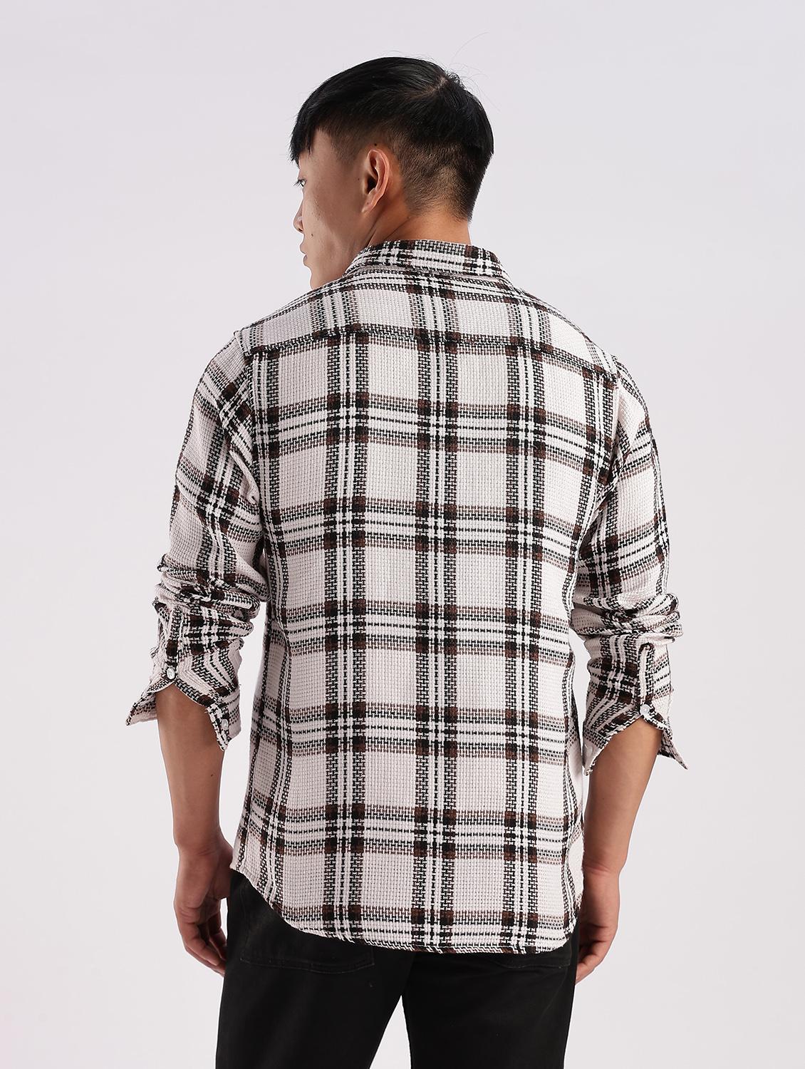 men checkered collared long sleeve regular fit shirt - 22052248 - Standard Image - 2