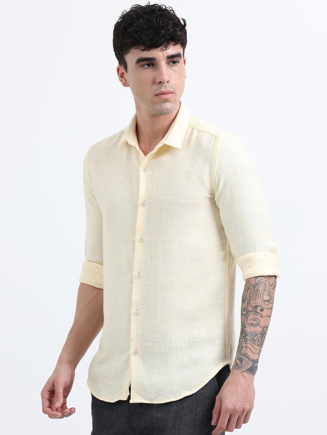 men solid collared short sleeve regular fit shirt - 22052250 - Standard Image - 2