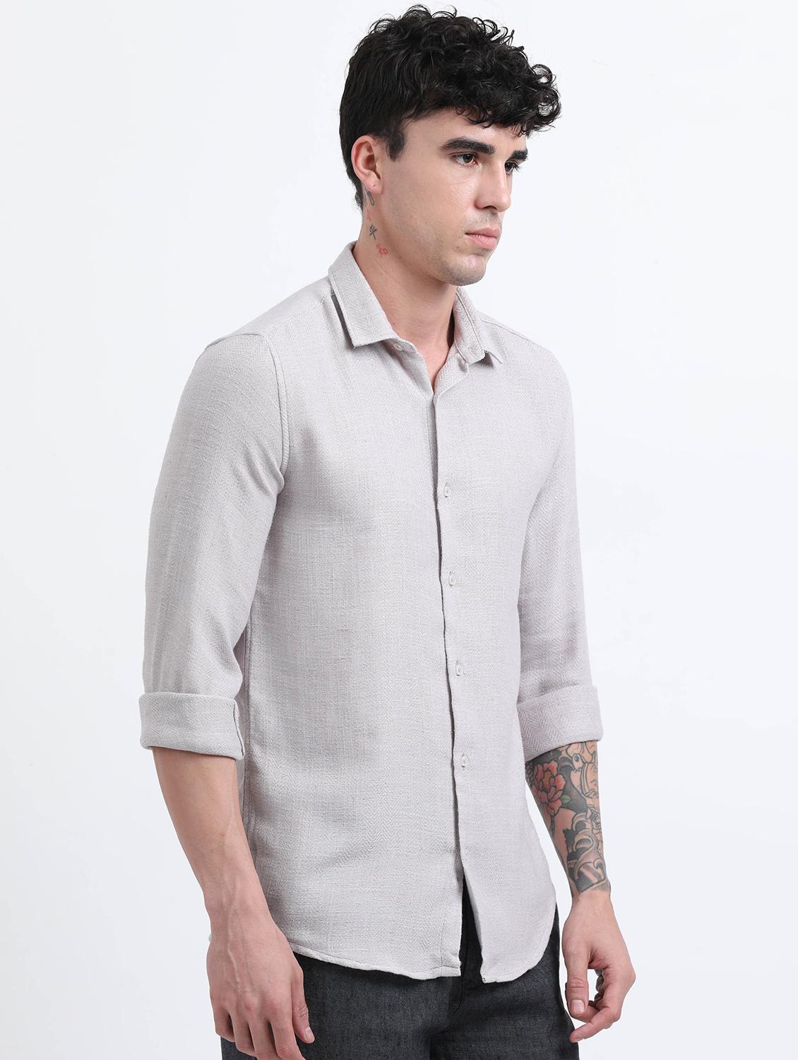 men solid collared long sleeve regular fit shirt - 22052251 - Standard Image - 2
