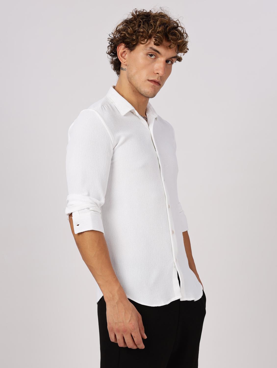 men solid collared long sleeve regular fit shirt - 22052272 - Standard Image - 2