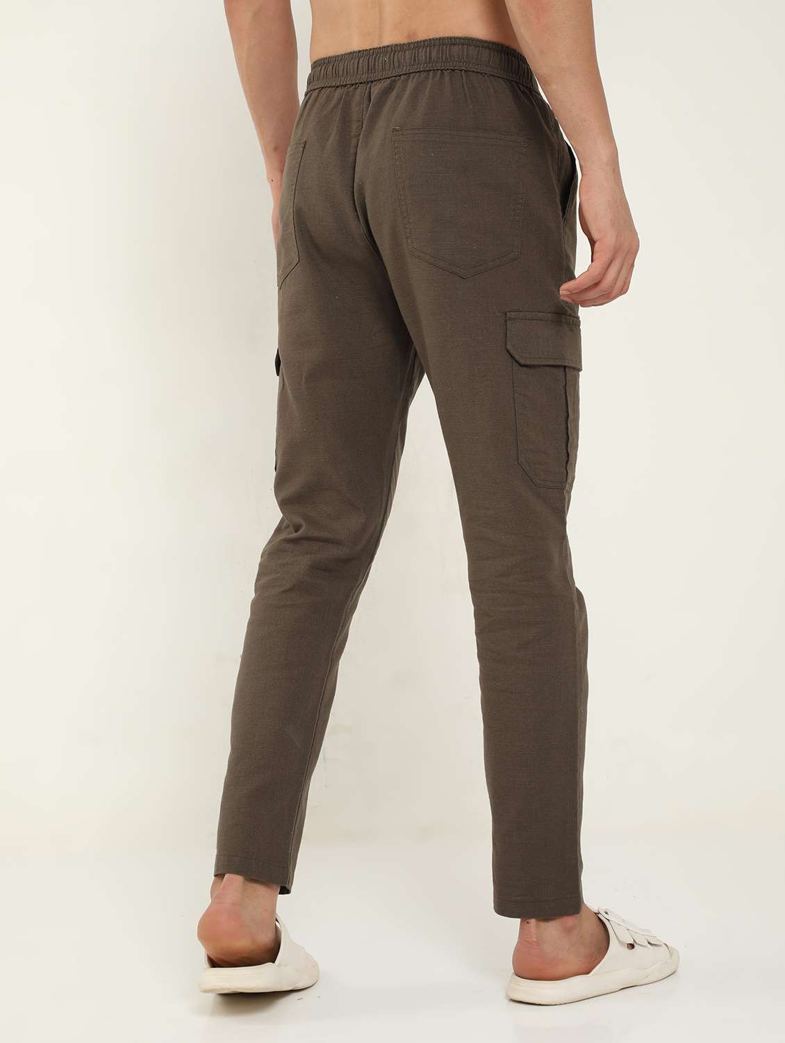 Men Solid Mid Rise Regular Fit Cargo - 22052290 -  Standard Image - 2