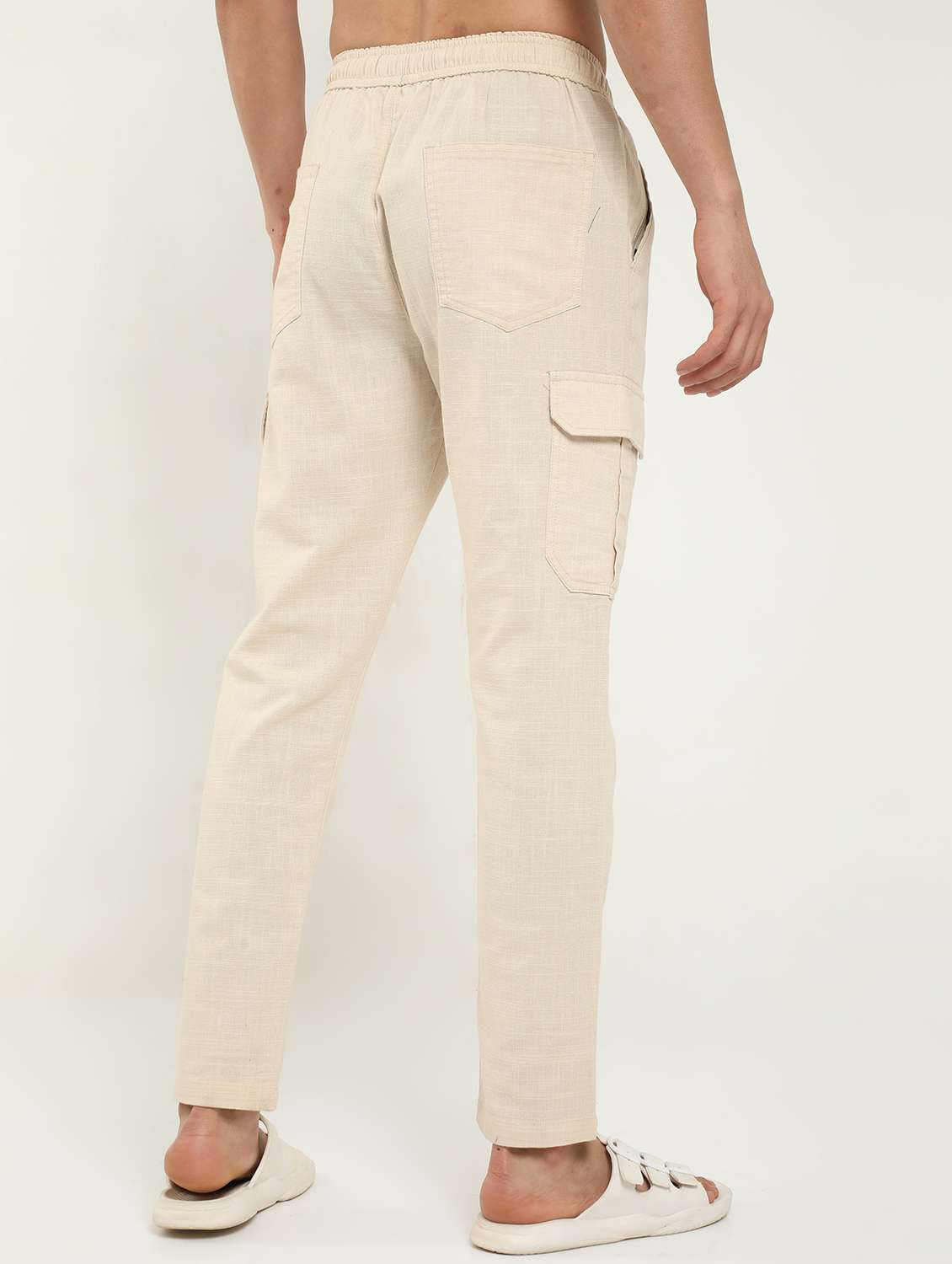 Men Solid Mid Rise Regular Fit Cargo - 22052291 -  Standard Image - 2
