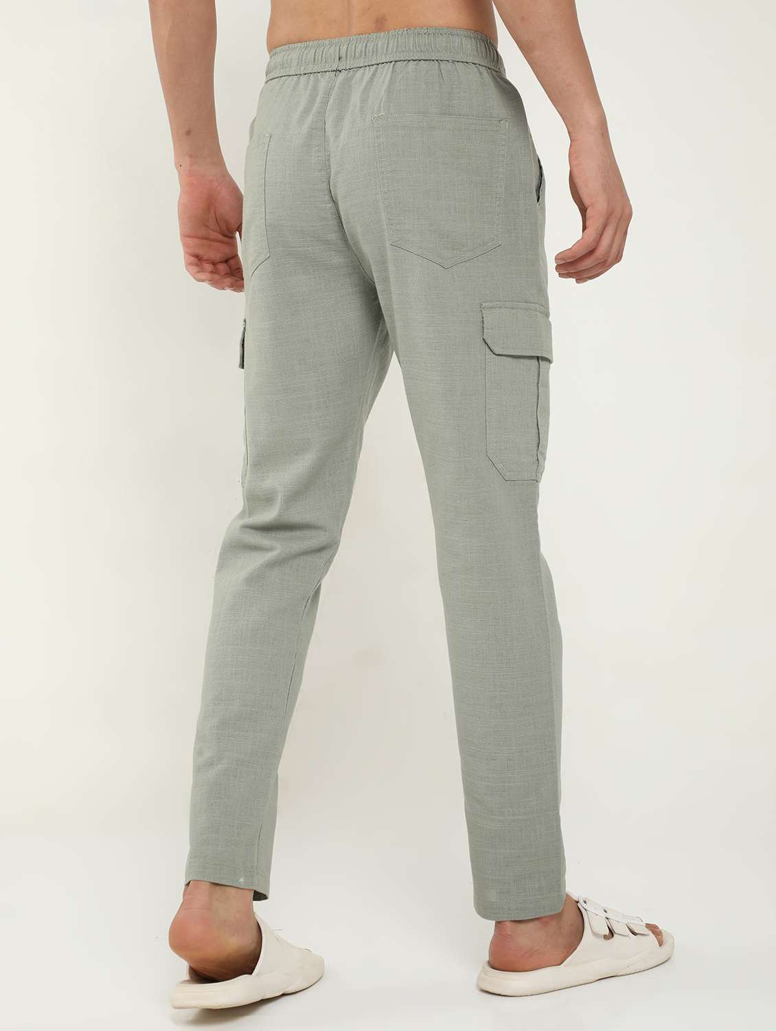 Men Solid Mid Rise Regular Fit Cargo - 22052292 -  Standard Image - 2