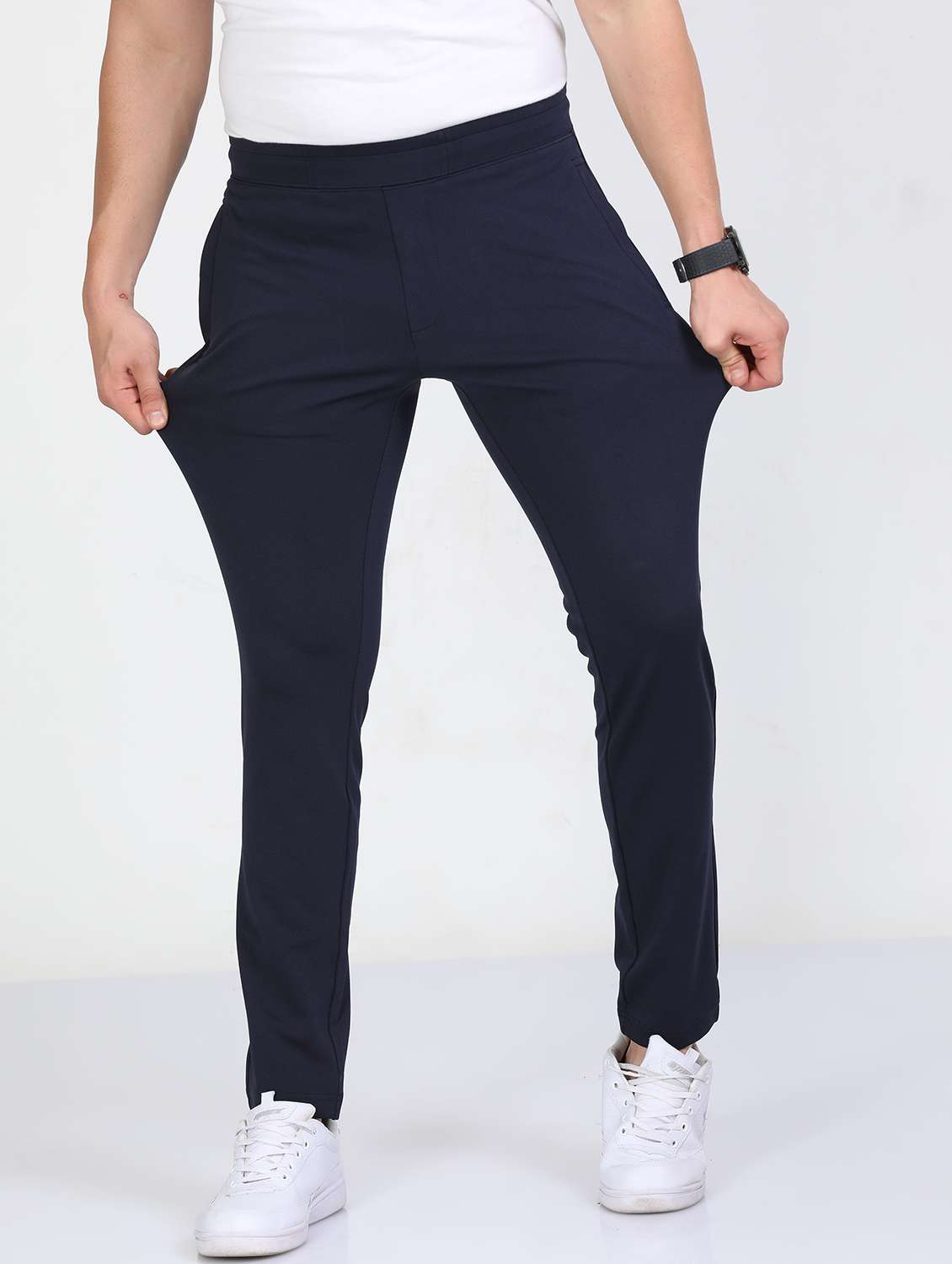 men solid mid rise slim fit track pant - 22052325 - Standard Image - 2