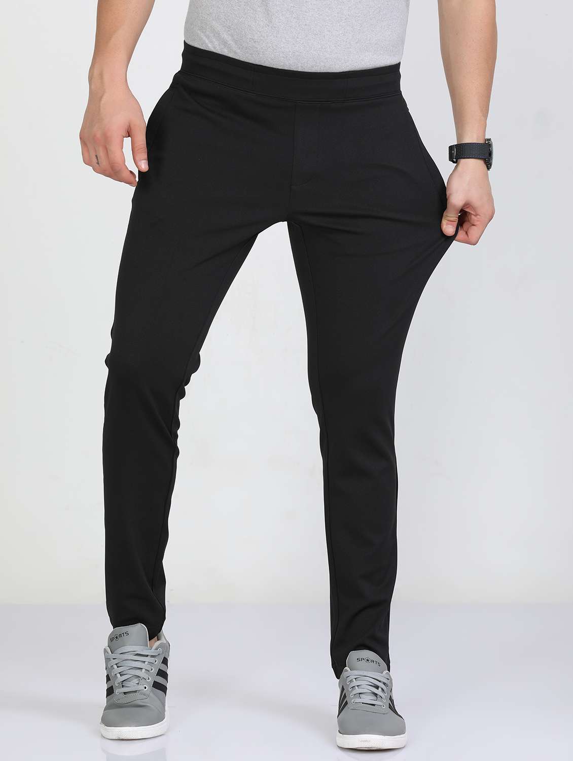 men solid mid rise slim fit track pant - 22052328 -  Standard Image - 2