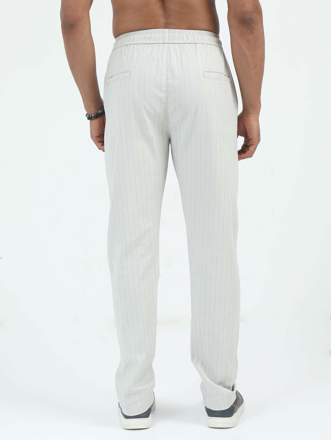 men striped mid rise straight fit chinos - 22052408 - Standard Image - 2