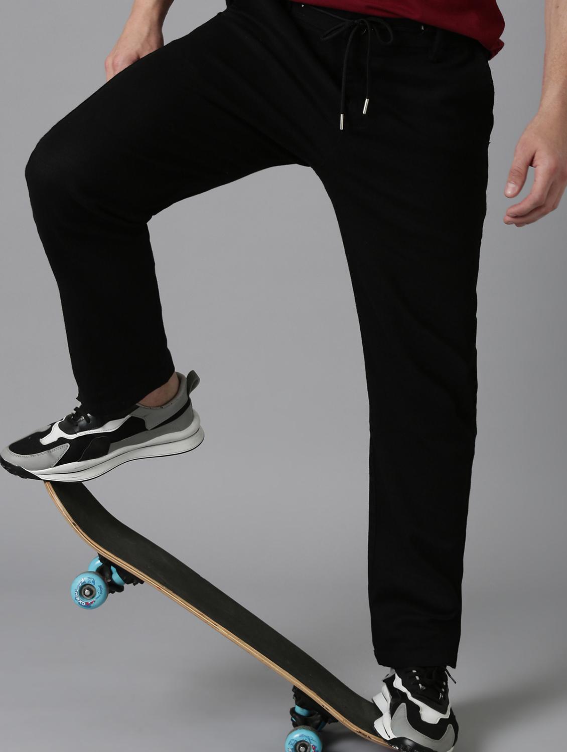 men solid mid rise straight fit chinos - 22052409 - Standard Image - 2