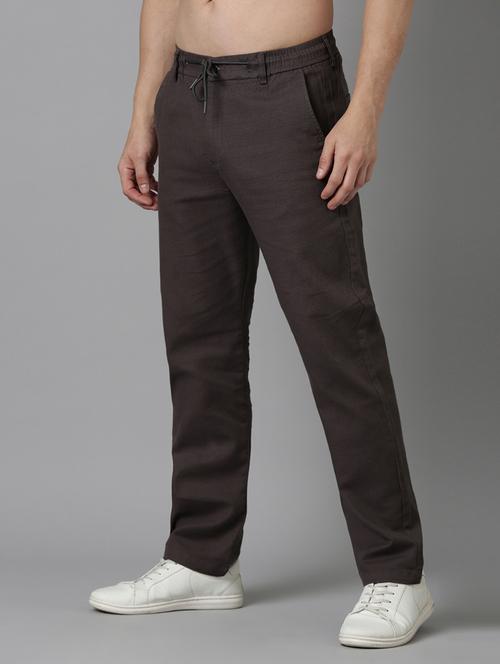 men solid mid rise straight fit chinos - 22052412 - Standard Image - 0