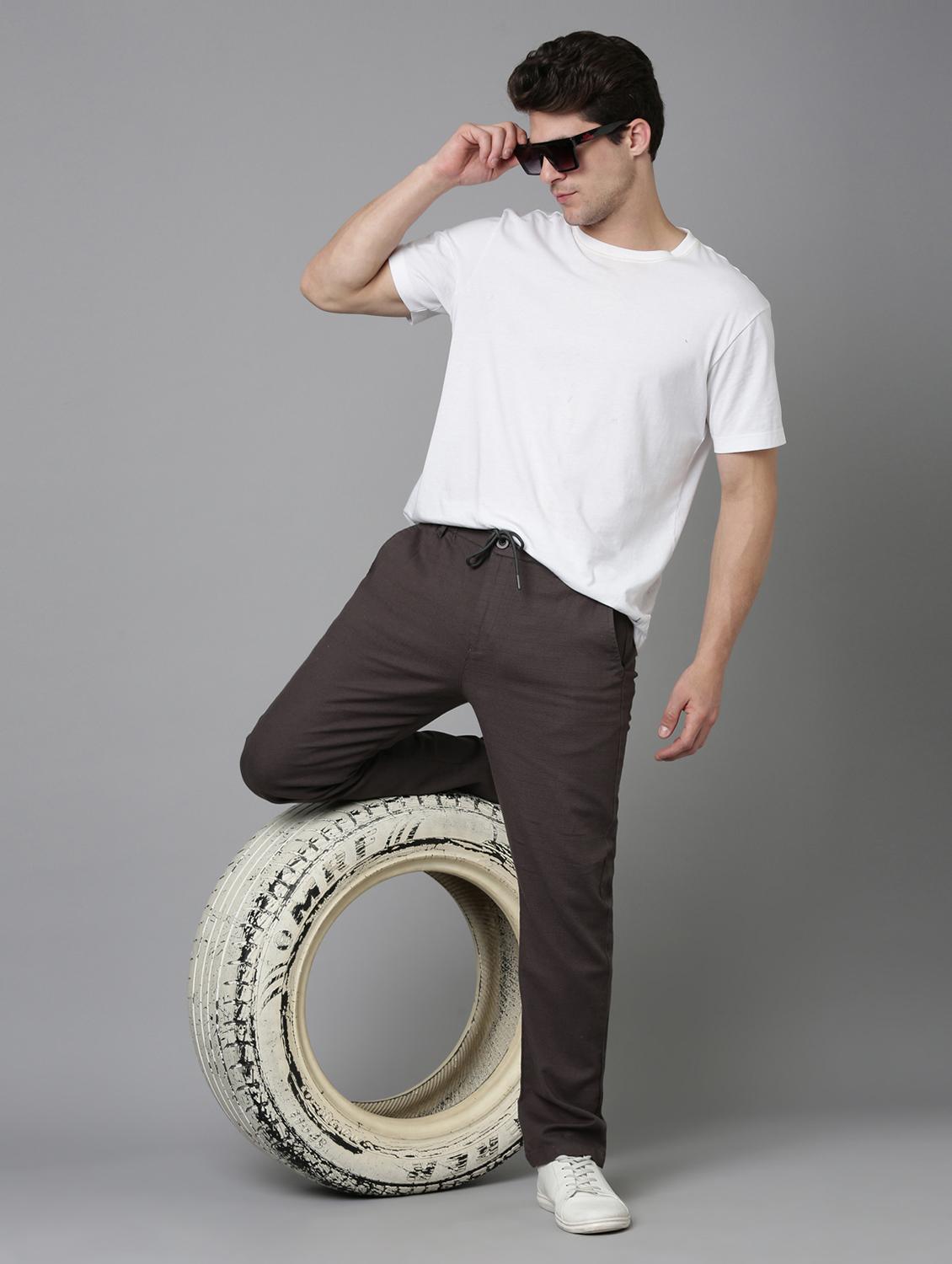 men solid mid rise straight fit chinos - 22052412 - Standard Image - 2