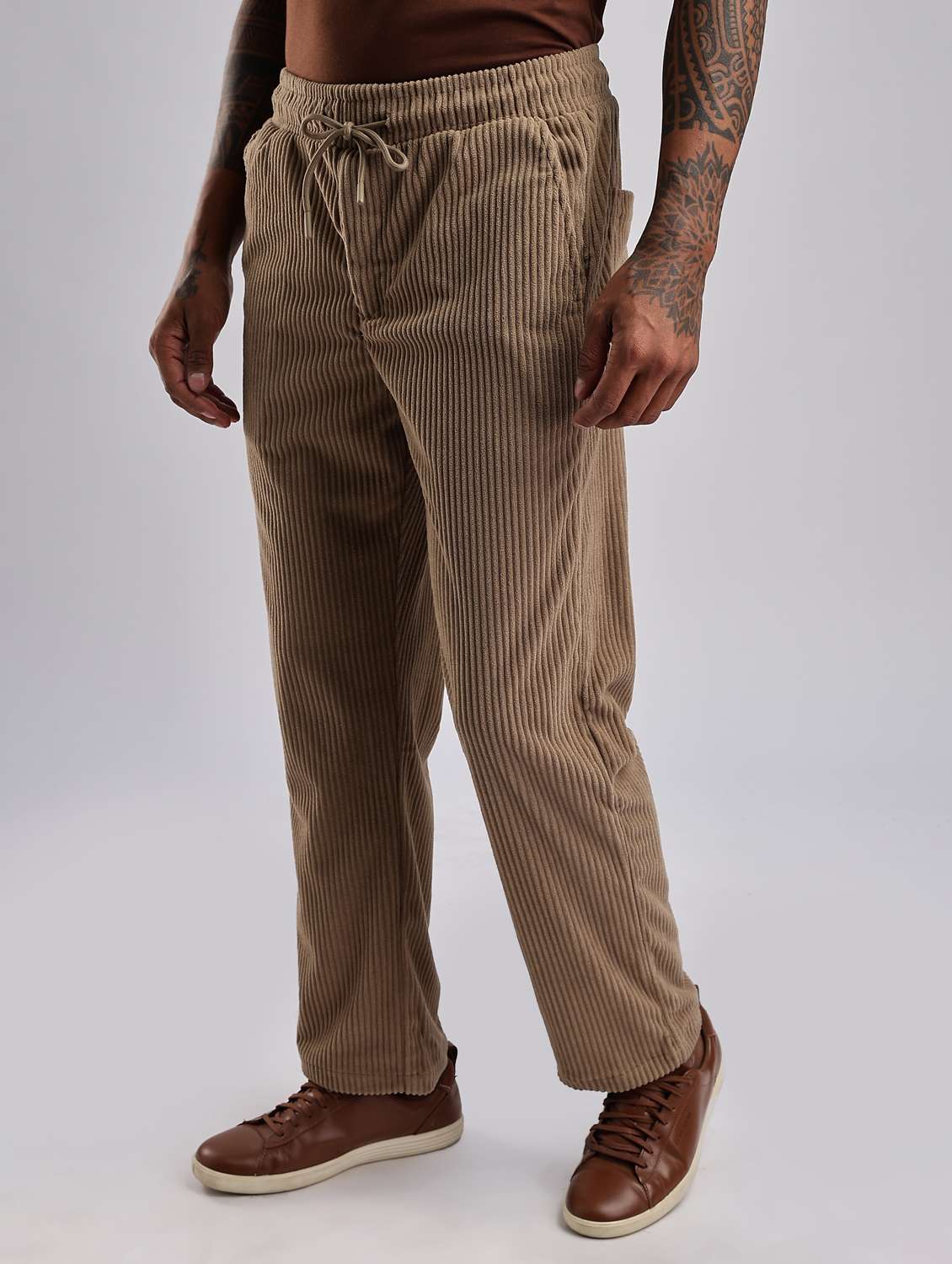 men solid mid rise straight fit courduroy trouser  - 22052535 -  Standard Image - 2