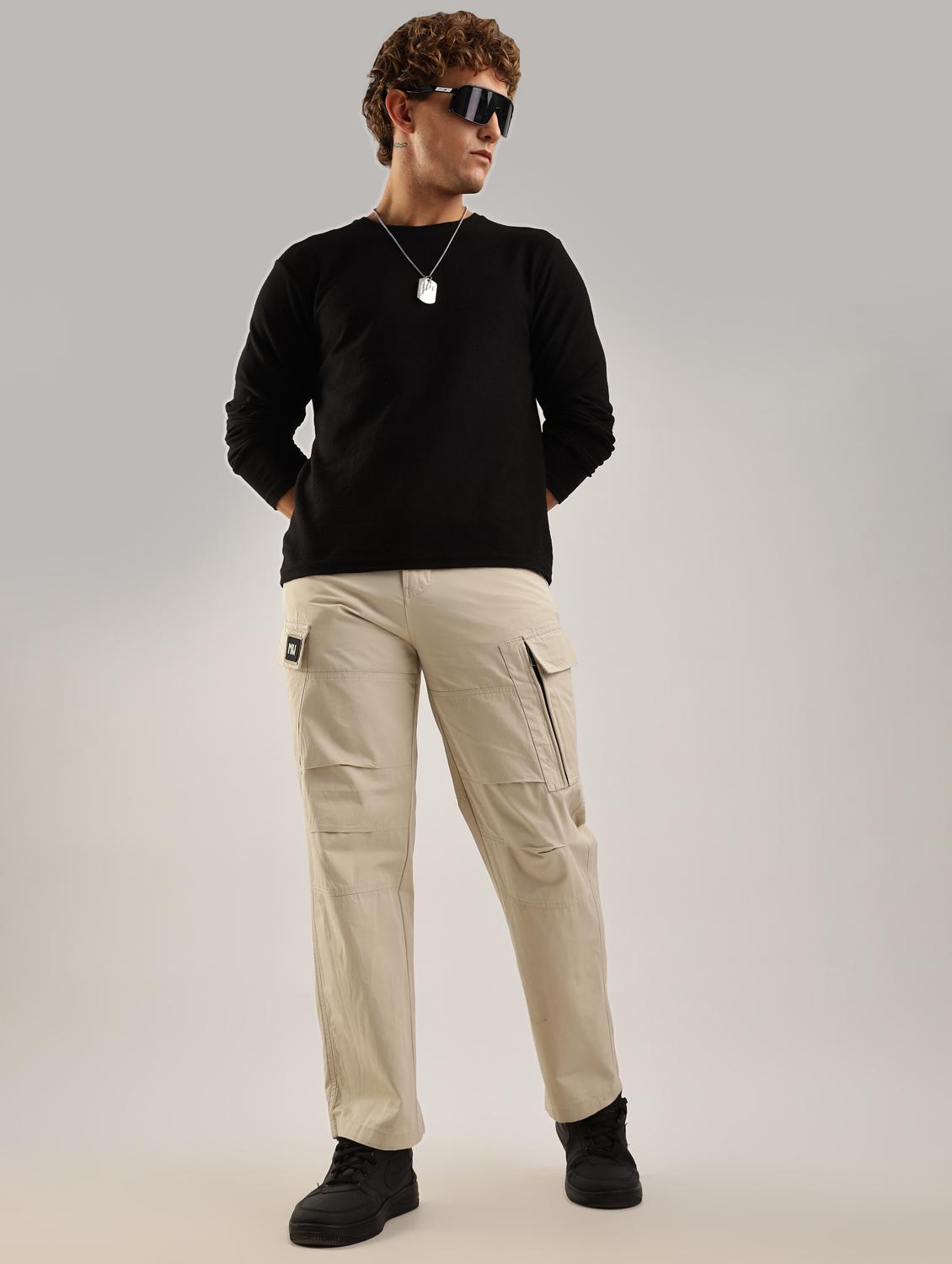 men solid mid rise regular fit cargo - 22052608 - Standard Image - 2