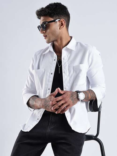 men solid collared long sleeve regular fit shirt - 22052613 - Standard Image - 0